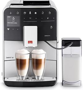 Melitta Barista T Smart Argent, Machine à Café à Grain avec Broyeur, Connectée, Système One Touch, Double bac à grains, 18 spécialités de café, Mode 1 à 2 Tasses, Écran Couleur, Réservoir à lait