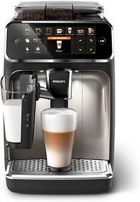 PHILIPS machine à café grain 5400, 12 boissons, LatteGo, Noir Chrome | Carafe LatteGo facile à nettoyer, écran intuitif, Expresso broyeur avec 4 profils utilisateur, broyeur céramique (EP5447/90)