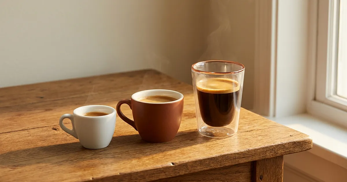 Größe der Espressotasse: Ristretto, Espresso und Lungo in ml