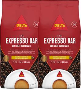 Delta Cafés - Café en grains d'espresso, 2 paquets de 1 kg, intensité 14