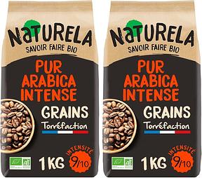 NATURELA - Café Grains Bio - Café Grains Pur Arabica Intense - Fabriqué en France - 1 kg