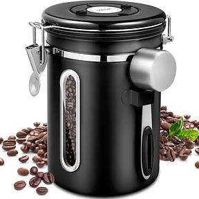 Purpledi Boîte à Café Hermétique en Acier Inoxydable, 1,8 L, avec Cadran Dateur et Cuillère Doseuse
