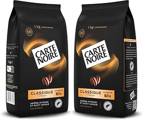 Carte Noire Café en Grains Classique, Pur Arabica, Torréfaction Ambrée, 2 x 1 kg