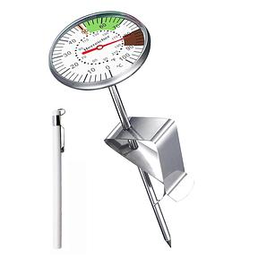 Thermomètre à Lait Barista - Sonde Inox 127 mm, Cadran 45 mm avec Zone Verte 55-68 °C